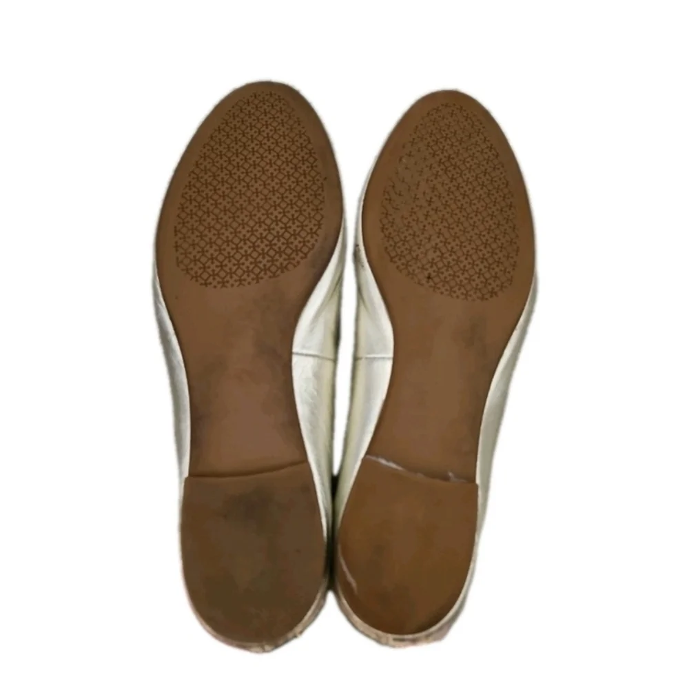Tory Burch Womens Metallic Light Gold Leather Reva Ballet Flat 7.5
